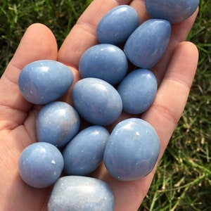 Angelite Tumbled Stone - From Peru - Anhydrite Tumbled Stone - Light Blue Polished Crystal - Tumbled Angelite Crystal - Tumbled Anhydrite