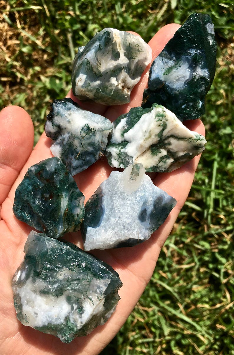 Raw Moss Agate Stone Raw Stones Raw Moss Agate Crystal | Etsy