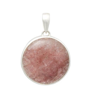 Strawberry Quartz Crystal Pendant Sterling Silver - strawberry quartz stone pendant - Crystals - strawberry quartz pendant 128