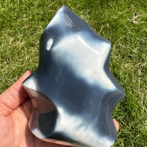 Späckhuggaragatflamma - Havsagatflamma - Späckhuggaragatkristallpunkt - Späckhuggaragattorn - Späckhuggaragatdekor - Polerad späckhuggaragatstående flamma