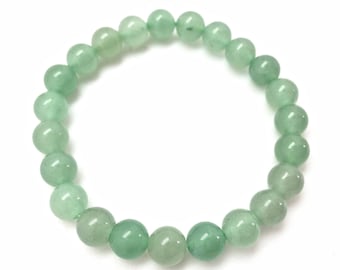 Pulseira de Aventurina Verde - Pulseira Elástica - Pulseira de Cristal - Joias de Aventurina Verde - Pulseira Elástica de Cristal - Gema Verde