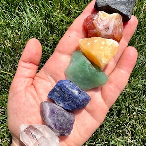 Chakra Set - Raw Chakra Crystals - 7 Chakra Stone Set - Rough Chakra Kit - Chakra Balancing Crystals - Chakra Raw Crystals