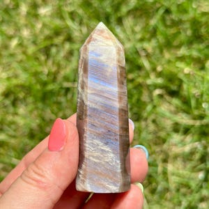 Yin Yang Moonstone Point - Rare Crystal! - Yin Yang Moonstone Crystal Tower - Polished Moonstone Point - Flashy Moonstone Crystal Point image 8