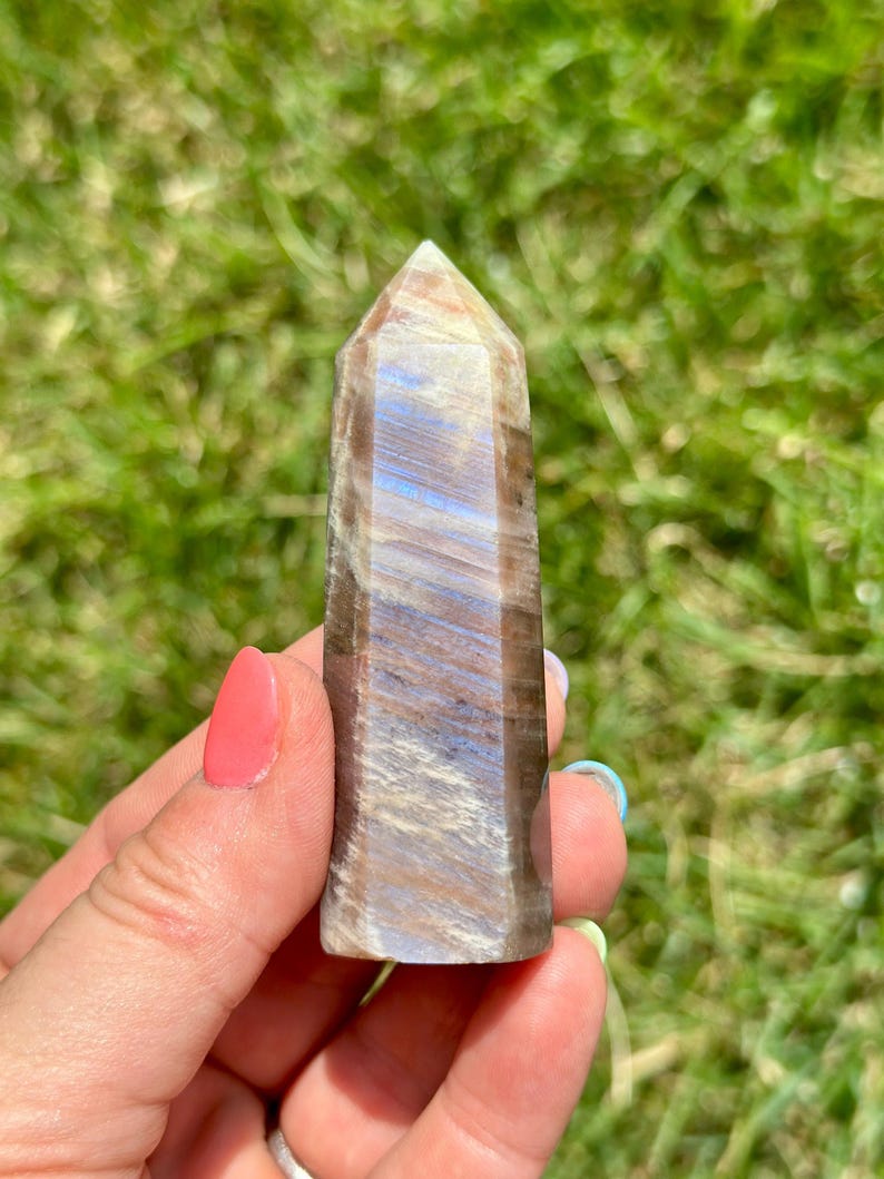 Yin Yang Moonstone Point - Rare Crystal! - Yin Yang Moonstone Crystal Tower - Polished Moonstone Point - Flashy Moonstone Crystal Point image 8