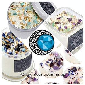 New Moon Beginnings Candles - Handmade Crystal Candles - Scented Soy Aromatherapy Candle - Created with Intention - Hand Poured in our Shop!