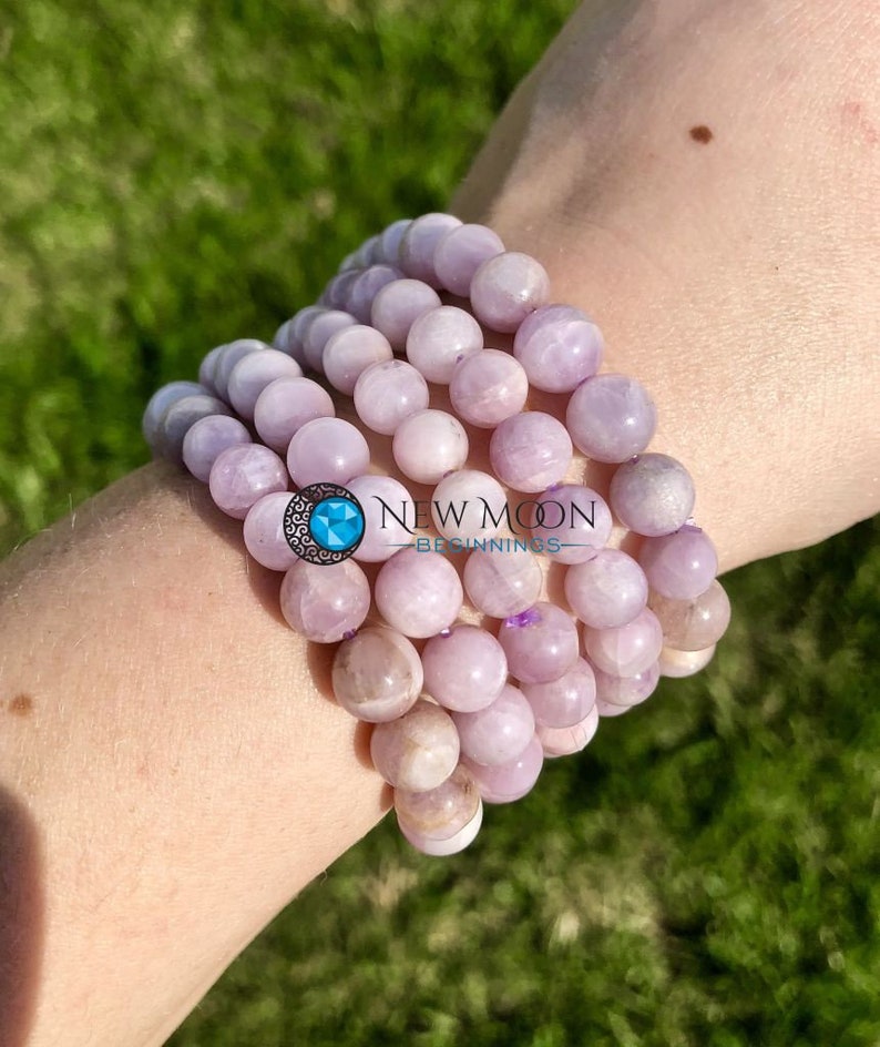 Pink Kunzite Bracelet 7-8mm - Elastic Bracelet - Crystals Bracelet - Kunzite Jewelry - Dainty Pink Gemstone - Genuine Pink Kunzite image 3