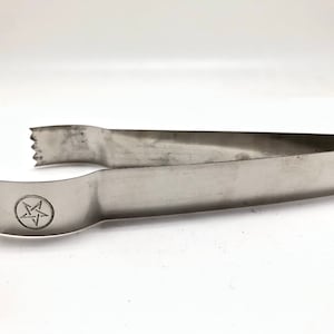 Pentagram Tongs - Engraved Charcoal Tongs - Stainless Steel Tongs - Mini Tongs - Silver Tongs - Metal Ice Tongs - Incense Tongs - 75% Off