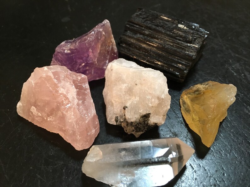 Good Vibes Crystal Set Raw Crystals and Stones Healing Crystal Crystal Starter Kit Good Vibrations Positive Energy Raw Crystal Set image 6