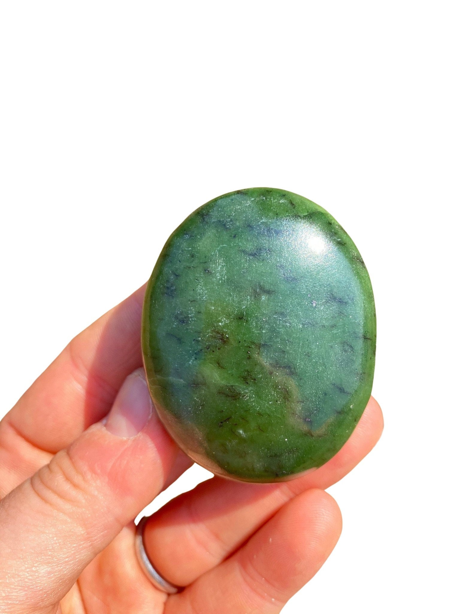 Presse-papier En Jade Néphrite Vert – Sculpté Main, Forme De Citron Vert (pierre Naturelle)