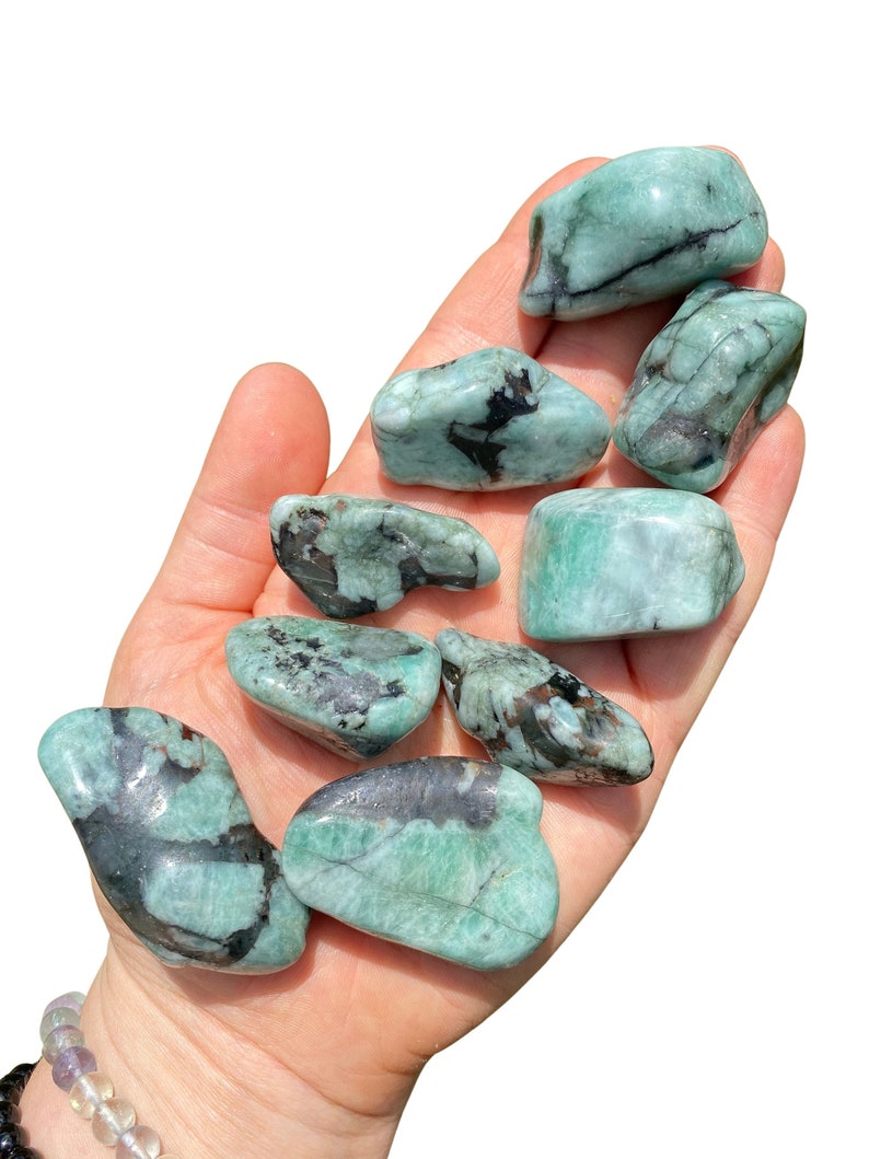 Emerald Tumbled Stone Grade AB Multiple Sizes Available Tumbled Emerald Crystal Natural Genuine Emerald Gemstone Untreated Emerald image 9