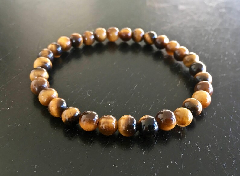 Occhio di tigre - Braccialetto con occhio di tigre - Braccialetto di cristallo - Gioielli con occhio di tigre - Braccialetto elastico - Bracciale a strati - Braccialetto con pietre preziose vere immagine 5