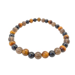 Empath Protection Bracelet - 6mm Beads - Black Tourmaline, Smoky Quartz, Tigers Eye Bracelet - Bracelet for Empaths - Protection Crystals