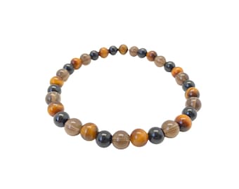 Empath Protection Bracelet - 6mm Beads - Black Tourmaline, Smoky Quartz, Tigers Eye Bracelet - Bracelet for Empaths - Protection Crystals