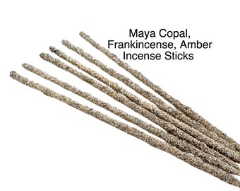 Maya Copal, Frankincense, & Amber Incense Sticks (6) - Smoke Cleansing - Natural Resin Incense - Stick Incense - Artisan Handmade Incense