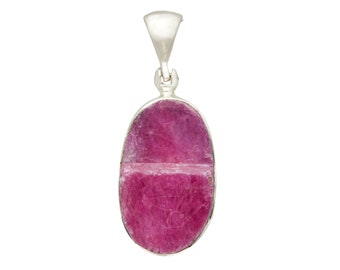 Natural Ruby Pendant in Sterling Silver - Ruby Gemstone Pendant - 100% Natural Ruby Crystal Pendant - Genuine Ruby Crystal Necklace - 3