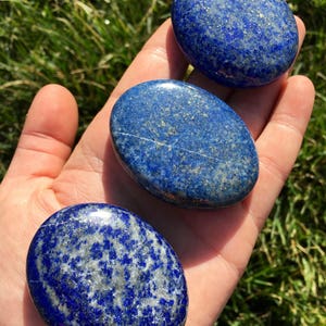 Lapis Lazuli Stone Lapis Lazuli Palm Stone Grade A Polished Lapis Lazuli Palm Stone Crystal Tumbled Blue Lapis Lazuli Worry Stone image 6