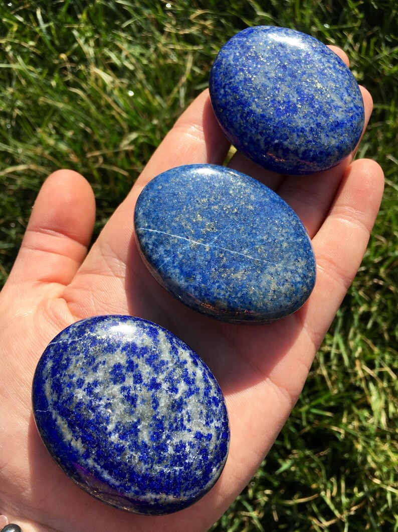 Lapis Lazuli Stone Lapis Lazuli Palm Stone Grade A Polished Lapis Lazuli Palm Stone Crystal Tumbled Blue Lapis Lazuli Worry Stone image 6