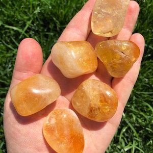 Tumbled Citrine Stone (1&quot; - 1.5&quot;) - Heat Treated Citrine Tumbled Crystal  - Solar Plexus Chakra Stone - Citrine