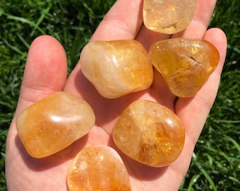 Piedra de citrino pulida (2,54 cm - 3,81 cm) - Cristal de citrino pulida con tratamiento térmico - Piedra del chakra del plexo solar - Citrino