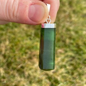 Nephrite Jade Stone Point Pendant - Sterling Silver Pendant - Polished Nephrite Jade Point - Jade Jewelry - Crystal Necklace image 2