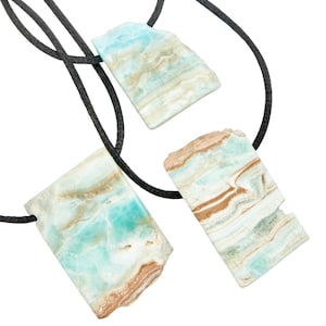 Caribbean Calcite Stone Necklace - Caribbean Aragonite Calcite Pendant - Caribbean Blue Calcite Jewelry - Crystal Necklace