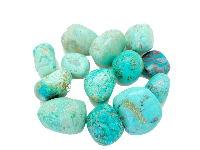 Peruvian Turquoise Tumbled Stone Chrysocolla Tumbled Turquoise Crystal Polished Blue Turquoise Stone From Peru Natural Turquoise image 1