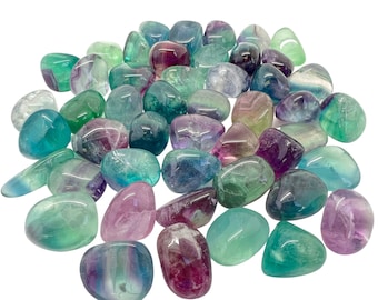 Cristal roulé en fluorite arc-en-ciel - Grade AA - Plusieurs tailles disponibles - Pierre de fluorite arc-en-ciel dégringolée - Pierre précieuse polie de fluorite arc-en-ciel