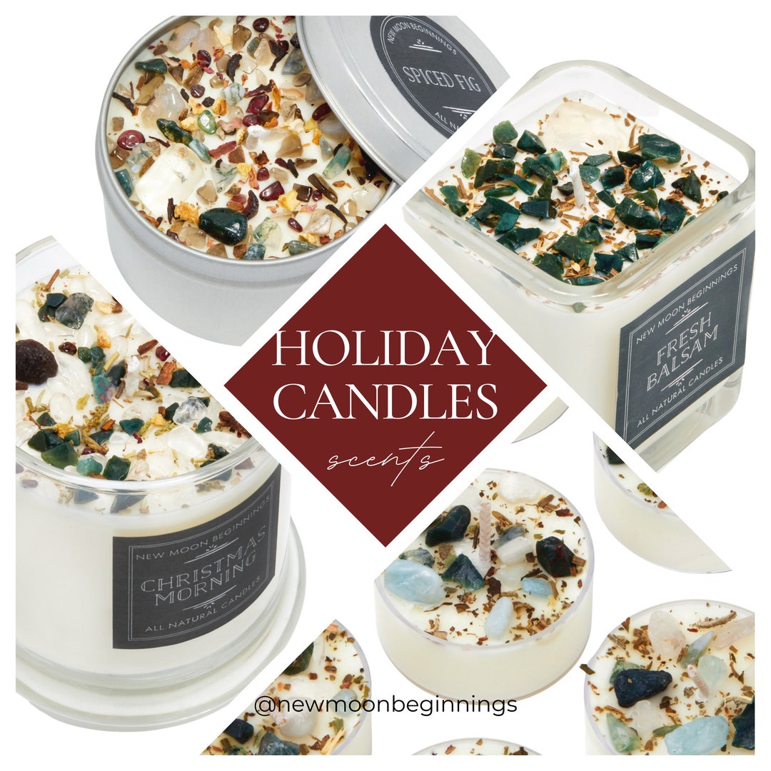 Christmas Candles With Crystals and Herbs Christmas Candle Gift ...