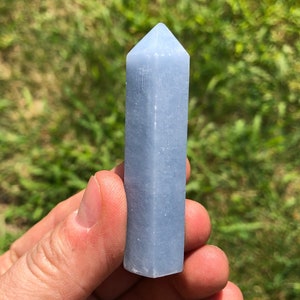 Angelite Point - Angelite Stone Point (Anhydrite) from Peru - Polished Point - Angelite Crystal Point - Anhydrite Crystal Tower - 15% Off