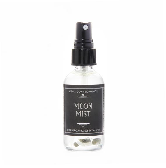 Moon Mist - Organic Essential Oils - New Moon Spray - Full Moon Spray - Labradorite, Moonstone & Clear Quartz Crystals - Manifestation Spray