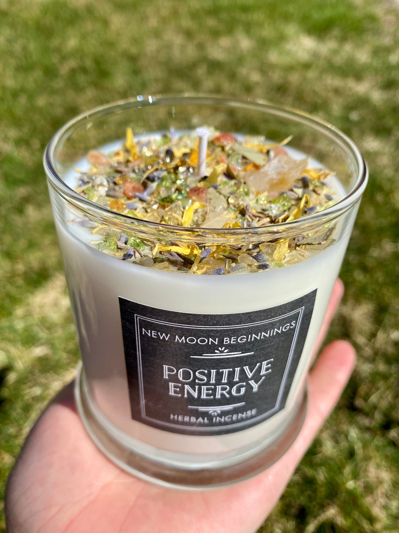 Positive Energy Candles Crystal & Herb Candles Etsy