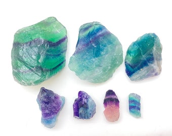 Raw Rainbow Fluorite Crystal (.5" - 3.5") - Grade A - Rainbow Fluorite Healing Crystal - Rough Rainbow Fluorite - Raw Fluorite Stone