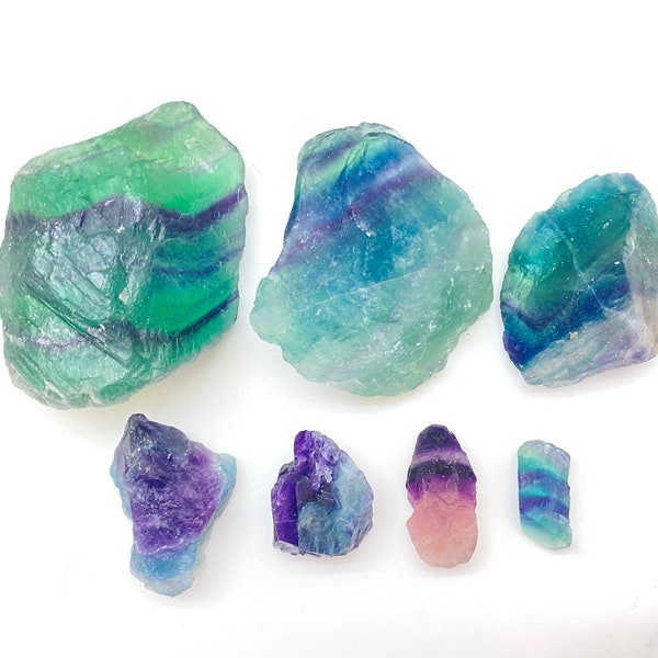 Raw Rainbow Fluorite Crystal (.5" - 3.5") - Grade A - Rainbow Fluorite Healing Crystal - Rough Rainbow Fluorite - Raw Fluorite Stone
