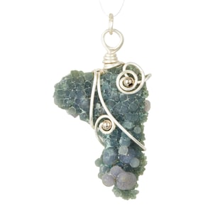 Raw Grape Agate Pendant - Sterling Silver Wrapped Pendant - Raw Purple Chalcedony - Grape Agate Crystal Pendant - Botryoidal Chalcedony 7
