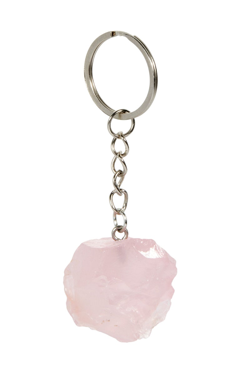 Raw Rose Quartz Crystal Keychain Rose Quartz Stone Keychain Etsy