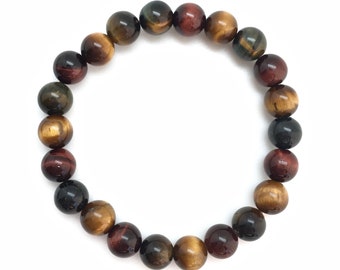 Multicolor Tigers Eye Bracelet - Elastic Bracelet - Mixed Tigers Eye - Crystal Bracelet - Tigers Eye Jewelry - Tigers Eye Crystal