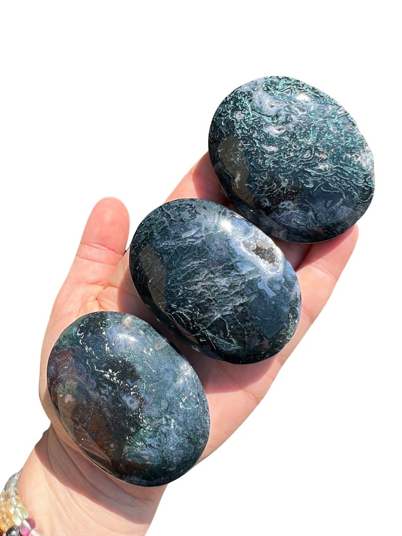 Mosagaat Palmsteen (2"-3") Mosagaat Zorgsteen - Gepolijst mosagaatkristal - Kleurrijke en hoogwaardige agaat - sommige hebben Druzy! 2.5" to 2.75"