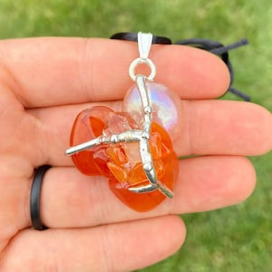 Sacral Chakra Amulet - Creative Fire Amulet - Carnelian, Clear Quartz & Aura Quartz - Sacral Chakra Necklace - Sacral Chakra Crystals