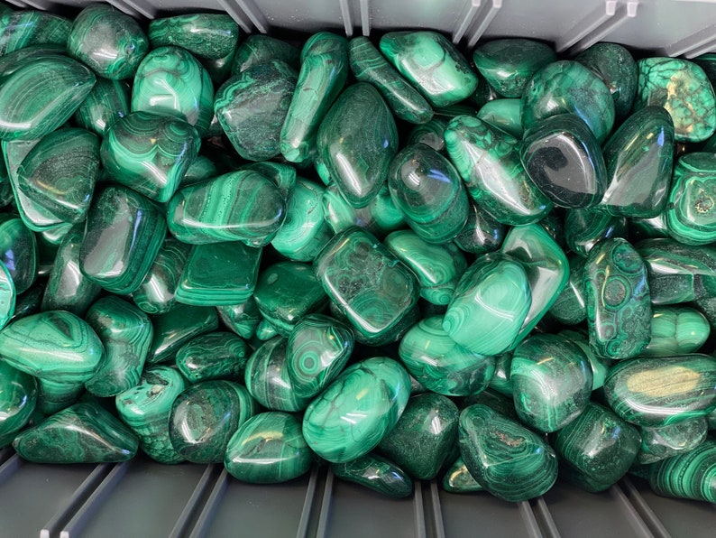 Malachite Tumbled Stone Multiple Sizes Available Tumbled Malachite Crystal Polished Green Malachite Gemstone Natural Malachite Stone image 5