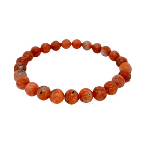 Orange Calcite Bracelet (8mm) Orchid Calcite Bracelet - Orange Calcite and Black Tourmaline - Orange Calcite Jewelry - Orange Gemstone