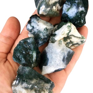 Raw Moss Agate Stone Raw Stones Raw Moss Agate Crystal Healing Crystals and Stones Moss Agate Stone Rough Moss Agate Crystal image 3