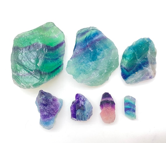 Raw Rainbow Fluorite Crystal (.5" - 3.5") - Grade A - Rainbow Fluorite Crystal - Rough Rainbow Fluorite - Raw Fluorite Stone