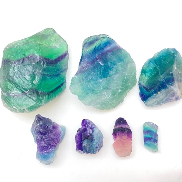Raw Rainbow Fluorite Crystal (.5" - 3.5") - Grade A - Rainbow Fluorite Crystal - Rough Rainbow Fluorite - Raw Fluorite Stone