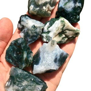 Raw Moss Agate Stone Raw Stones Raw Moss Agate Crystal Healing Crystals and Stones Moss Agate Stone Rough Moss Agate Crystal image 1