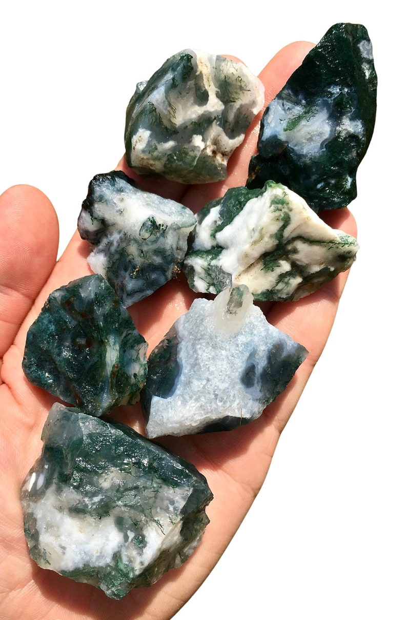 Raw Moss Agate Stone Raw Stones Raw Moss Agate Crystal Healing Crystals and Stones Moss Agate Stone Rough Moss Agate Crystal image 1