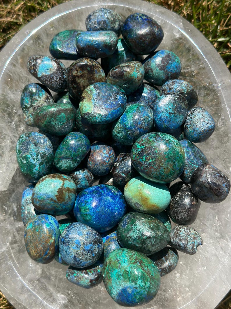 Azurite Tumbled Stone - Polished Azurite Stone - Tumbled Azurite ...