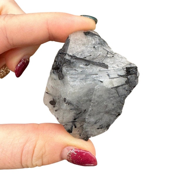 Raw Tourmalinated Quartz Crystal (.5" - 3") Grade AB Raw Black Tourmaline Stone - Rough Quartz Crystal - Black Tourmalated Quartz Stone