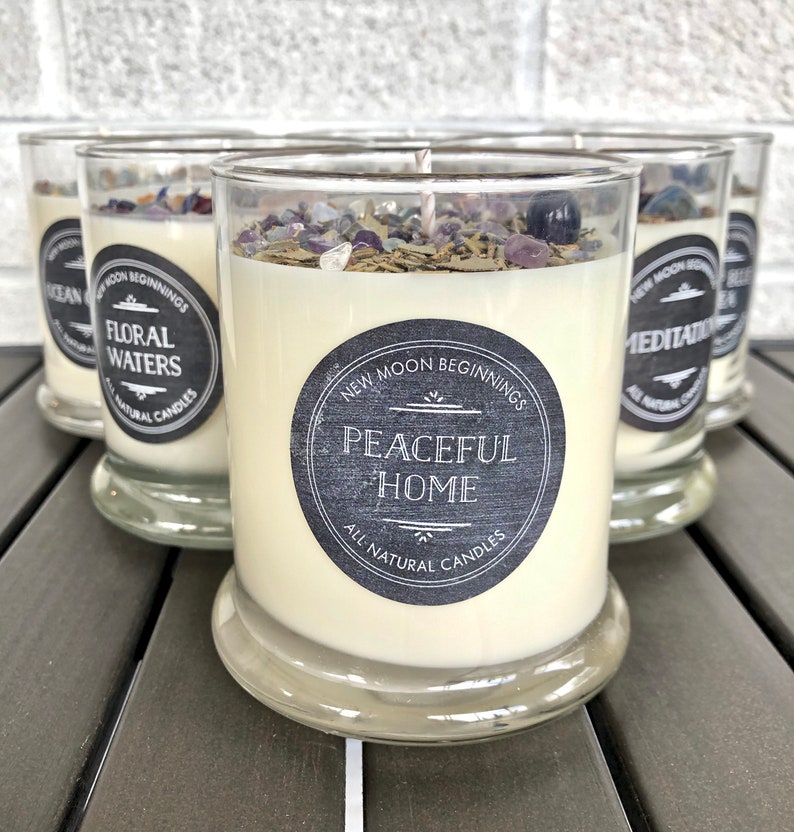 Crystals & Herb Energy Candles 12oz Soy Candles Handmade Etsy