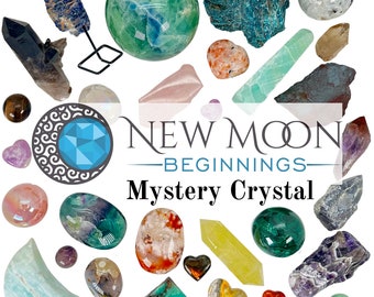 Cristal mystère de New Moon Beginnings - Cristaux et pierres de guérison - Pierre précieuse mystérieuse - Cadeau en cristal choisi intuitivement - Prix réduit !