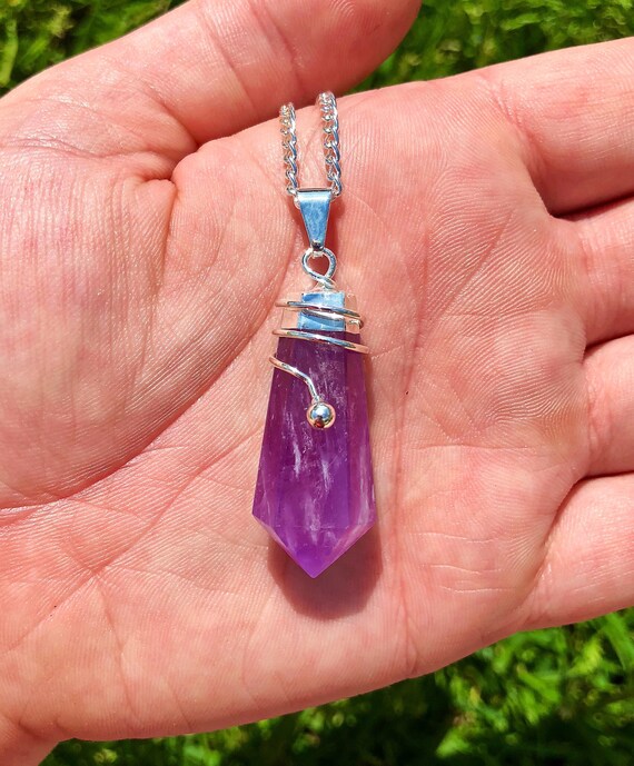 Amethyst Pendant Amethyst Crystal Necklace Healing Crystal